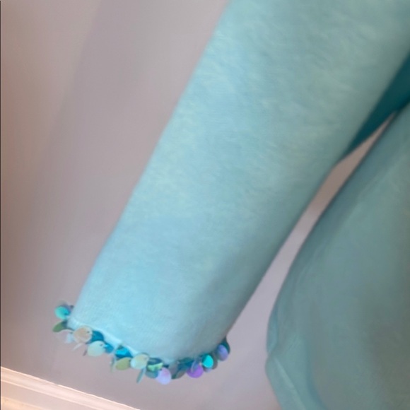 Aqua Cardigan with Sequin Trim - Picture 3 of 3
